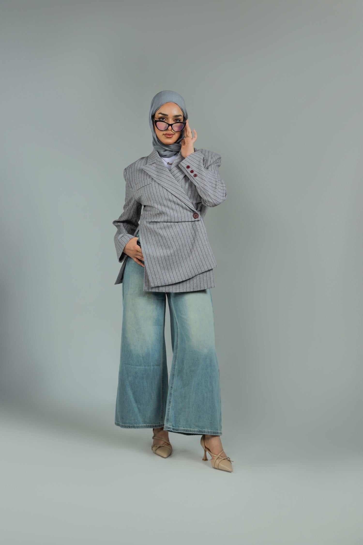 Pinstripe Wrap Blazer