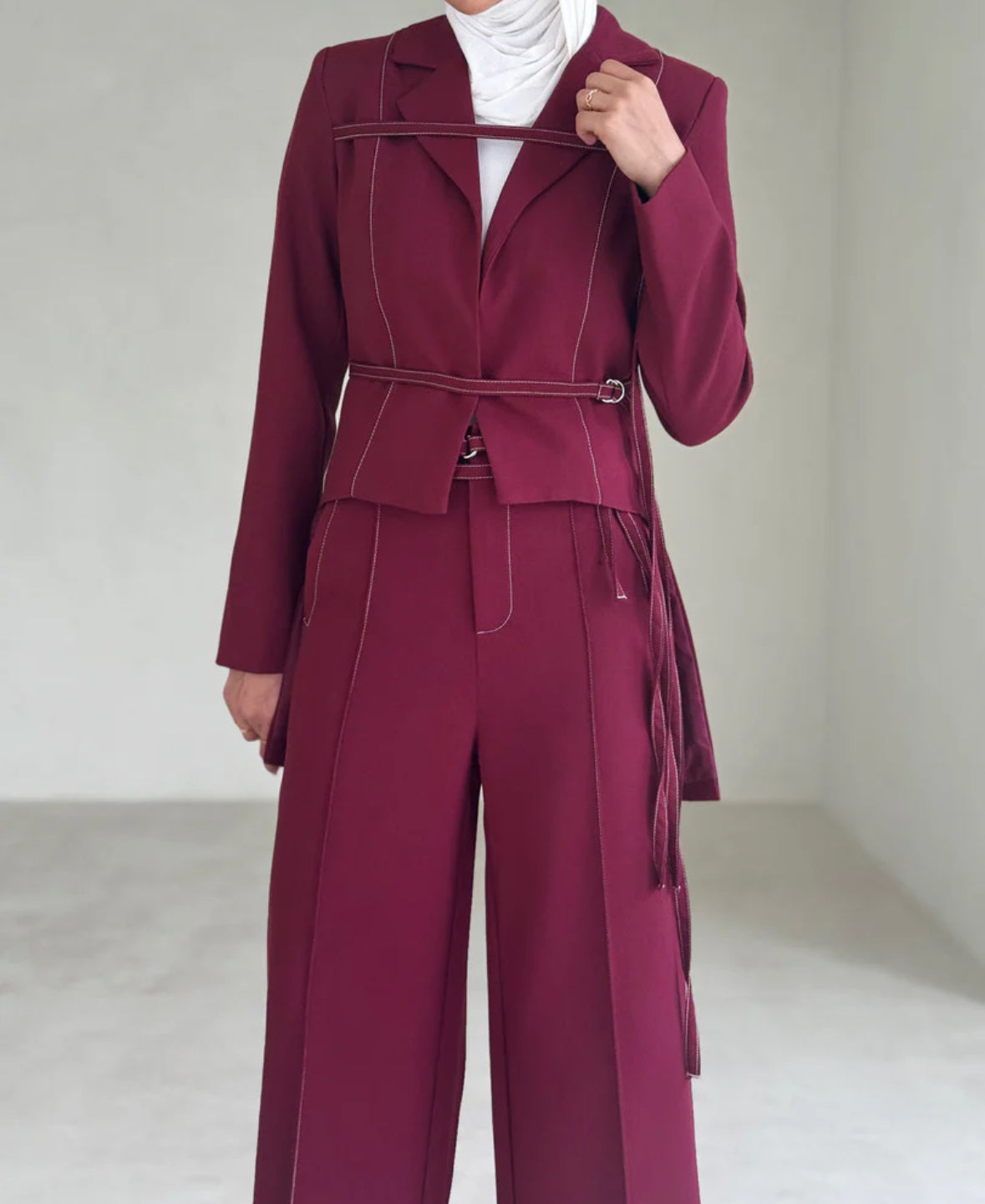Formal burgundy suit
