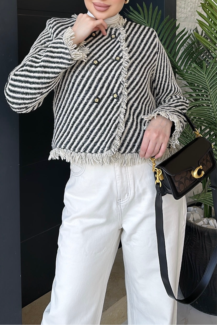 Striped Fringe Jacket