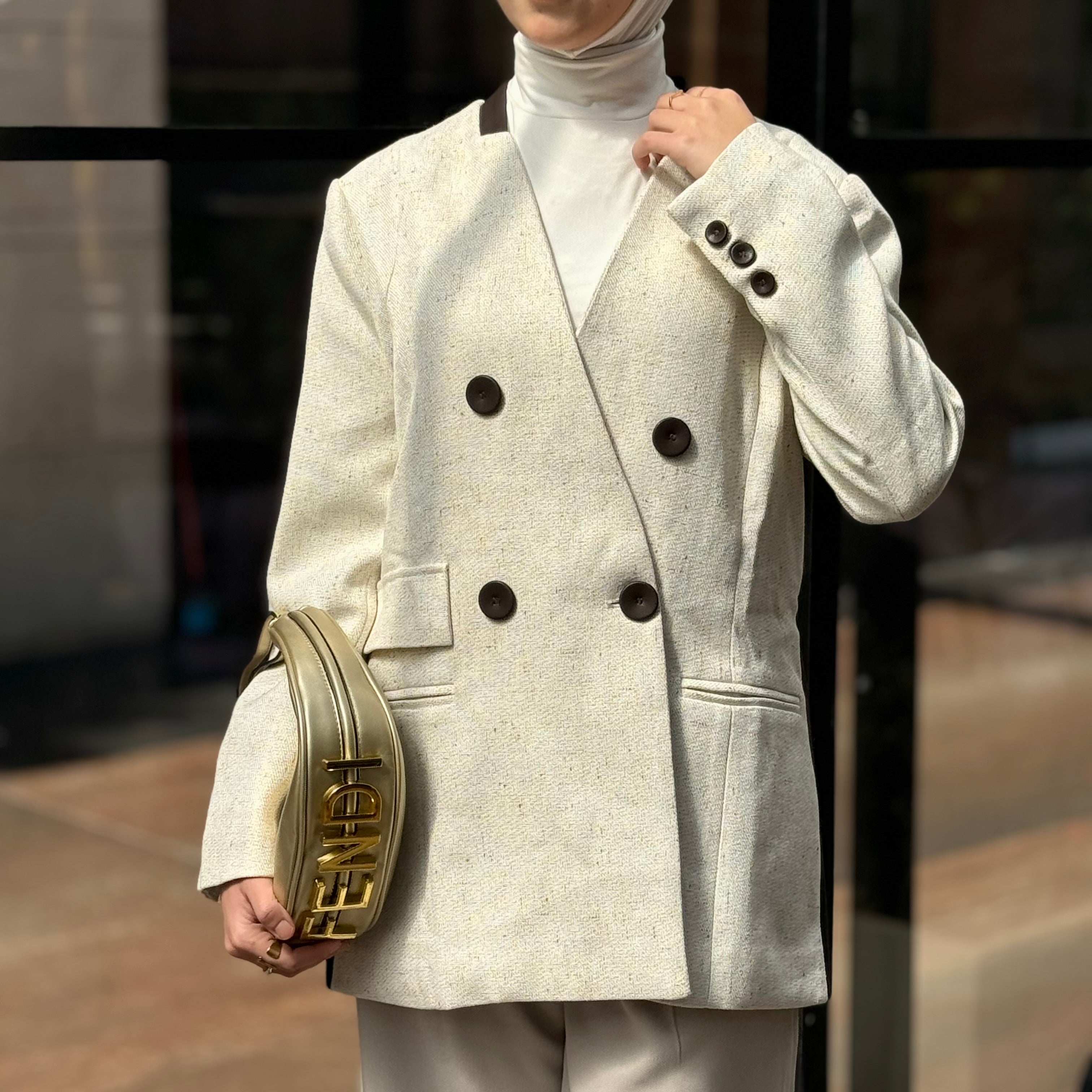 Dual-Texture Blazer Jacket