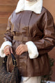 Leather full fur jacket