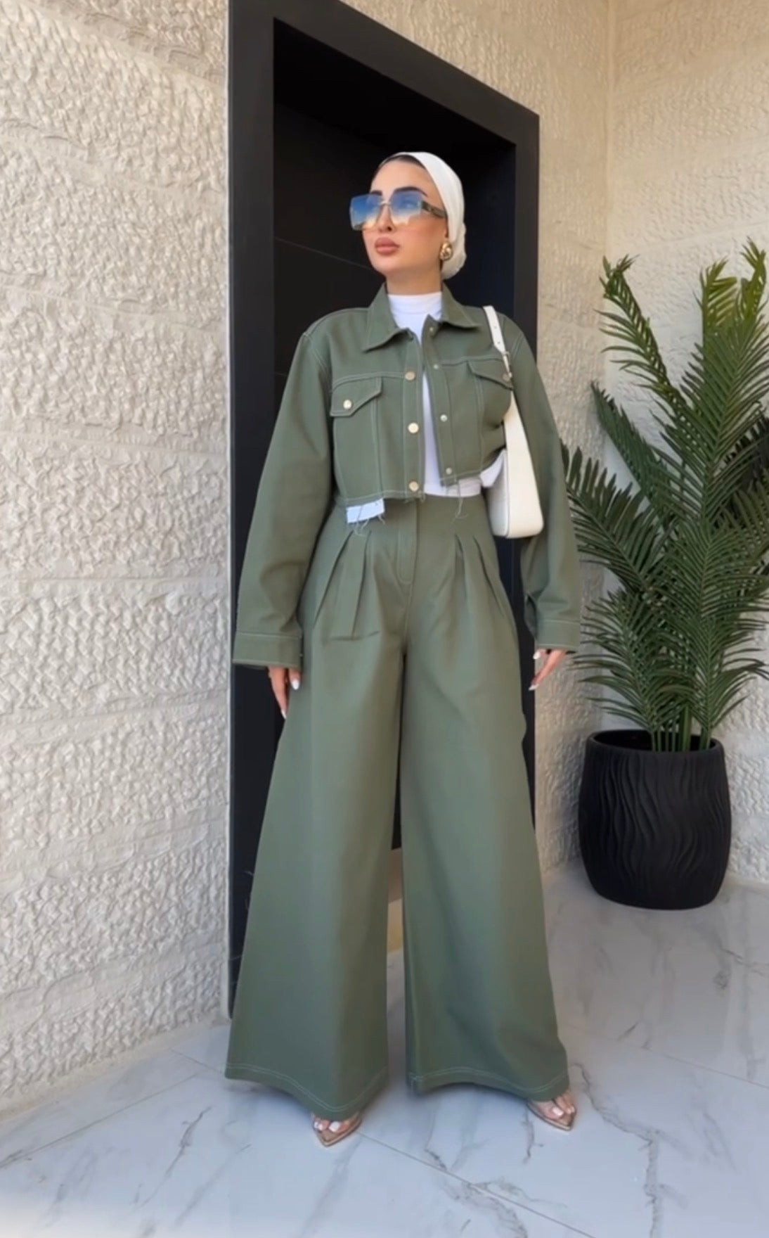Cropped blazer set