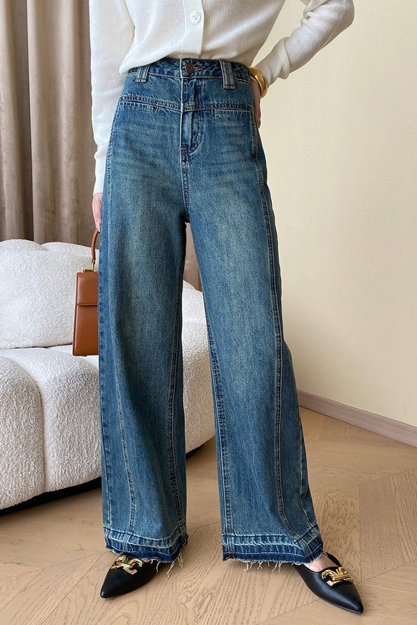 Straight-cut wild leg jeans