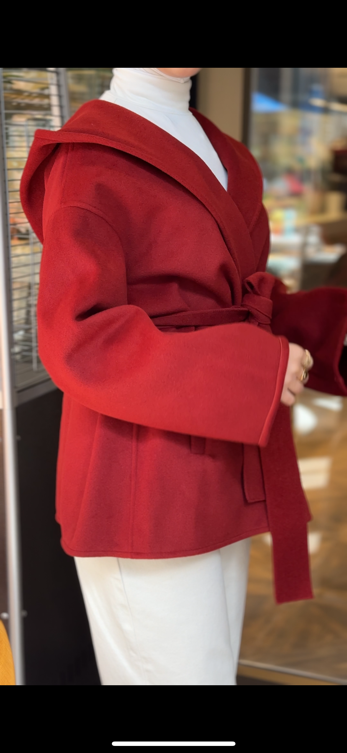 Belted woolen jacket