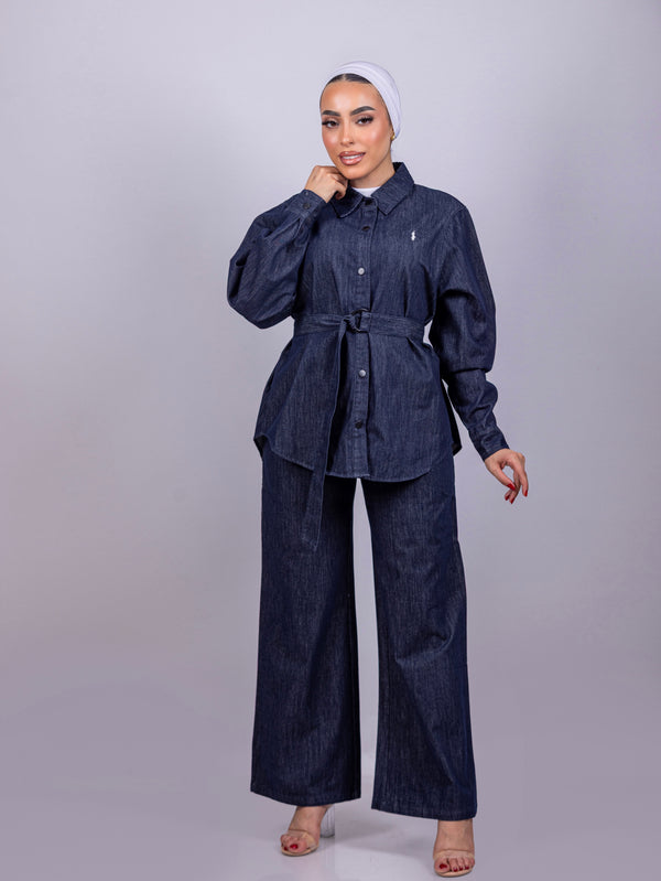 Denim belted set
