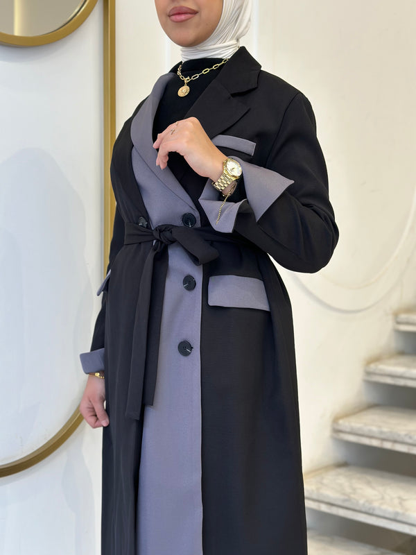 Two-Tone Belted Blazer