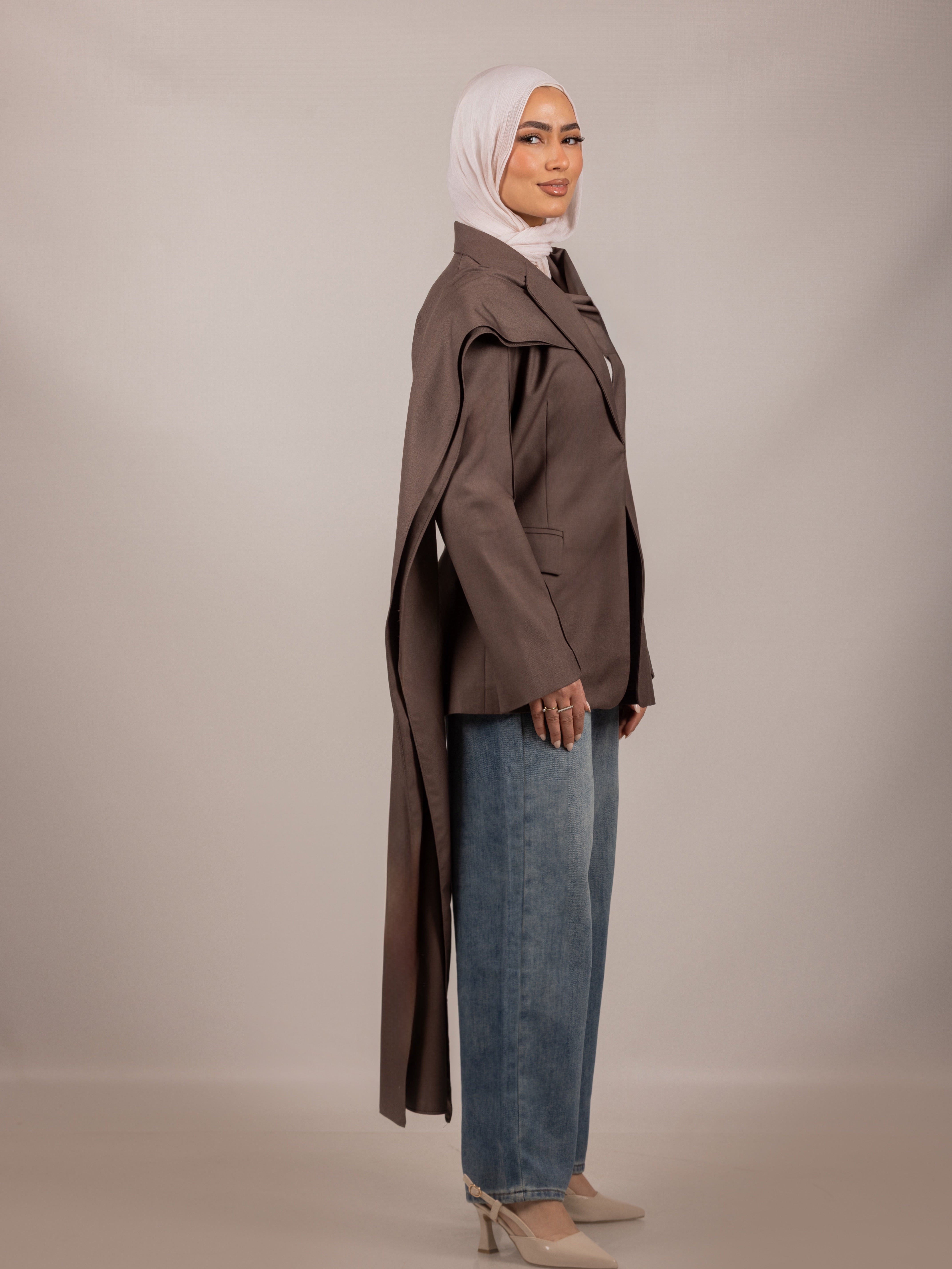 Elegant Draped Scarf Blazer