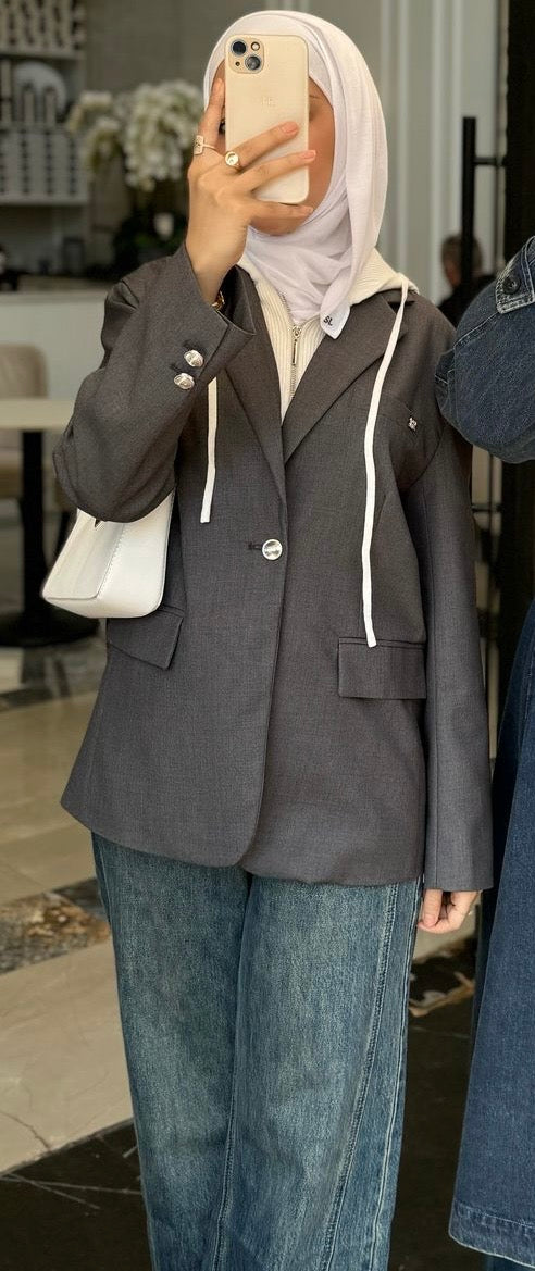 Blazer with Attached Hoodie