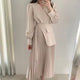 Pleated Wrap Belted Dress