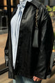 Belted leather jacket