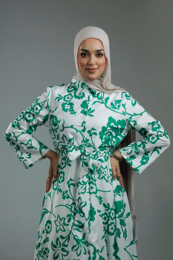 FLORAL WRAP MIDI DRESS